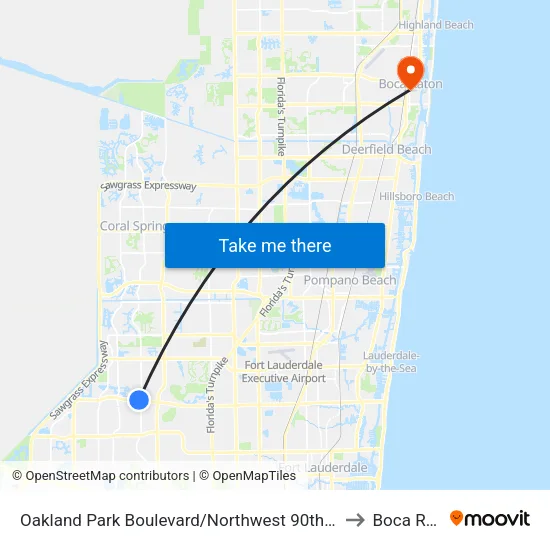Oakland Park Boulevard/Northwest 90th Terrace - (Pine Island Road) to Boca Raton, FL map
