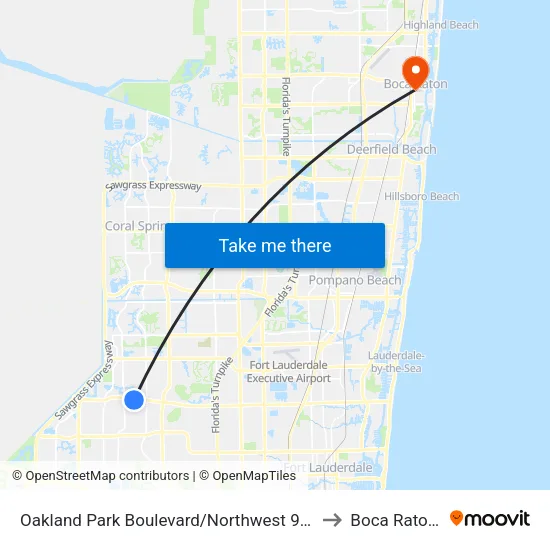Oakland Park Boulevard/Northwest 94th Avenue to Boca Raton, FL map