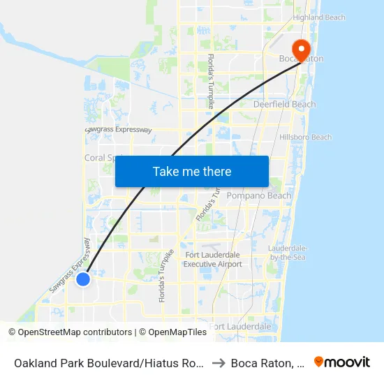 Oakland Park Boulevard/Hiatus Road to Boca Raton, FL map