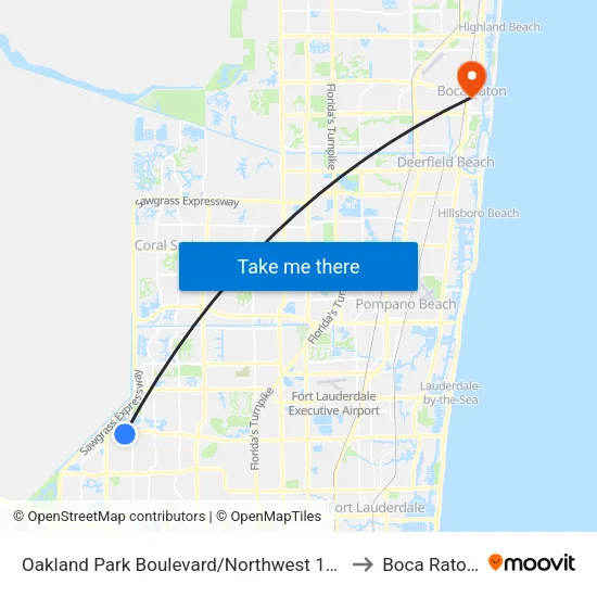 Oakland Park Boulevard/Northwest 115th Terrace to Boca Raton, FL map