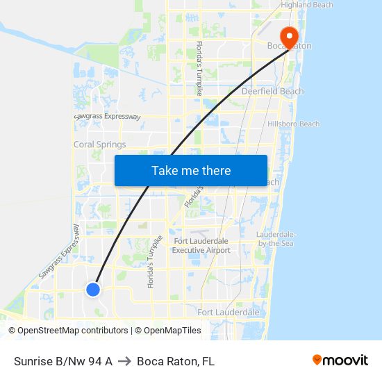 SUNRISE B/NW 94 A to Boca Raton, FL map