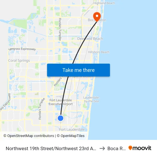 Northwest 19th Street/Northwest 23rd Avenue - (Northwest 21st Avenue) to Boca Raton, FL map