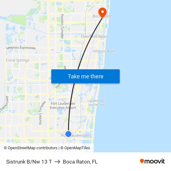 Sistrunk B/Nw 13 T to Boca Raton, FL map