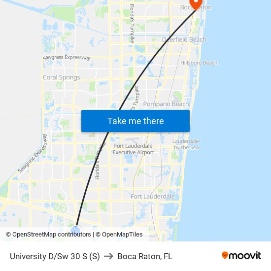 University D/Sw 30 S (S) to Boca Raton, FL map