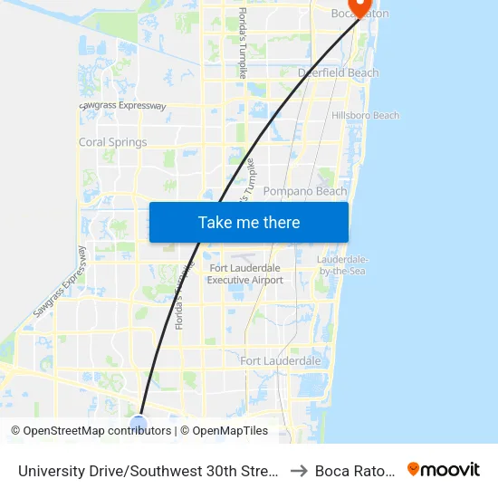 University Drive/Southwest 30th Street (South) to Boca Raton, FL map