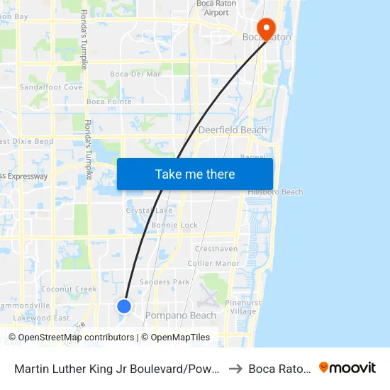 Martin Luther King Jr Boulevard/Powerline Road to Boca Raton, FL map