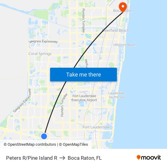 PETERS R/PINE ISLAND R to Boca Raton, FL map