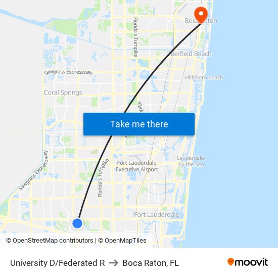 University D/Federated R to Boca Raton, FL map