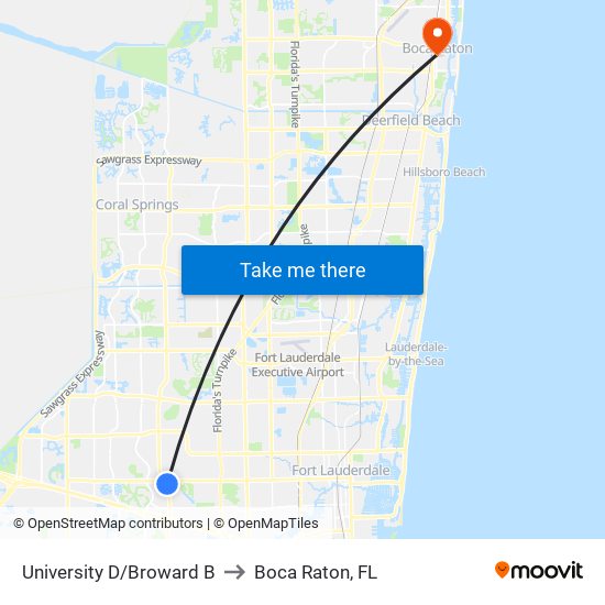 UNIVERSITY D/BROWARD B to Boca Raton, FL map