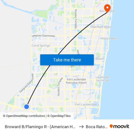 Broward B/Flamingo R - (American Heritage Sch) to Boca Raton, FL map