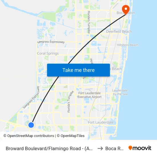 Broward Boulevard/Flamingo Road - (American Heritage School) to Boca Raton, FL map
