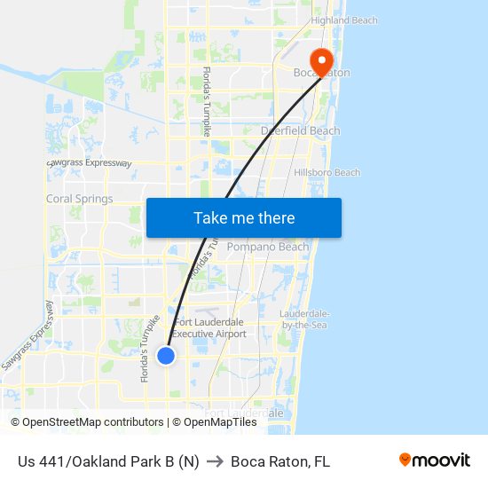 Us 441/Oakland Park B (N) to Boca Raton, FL map