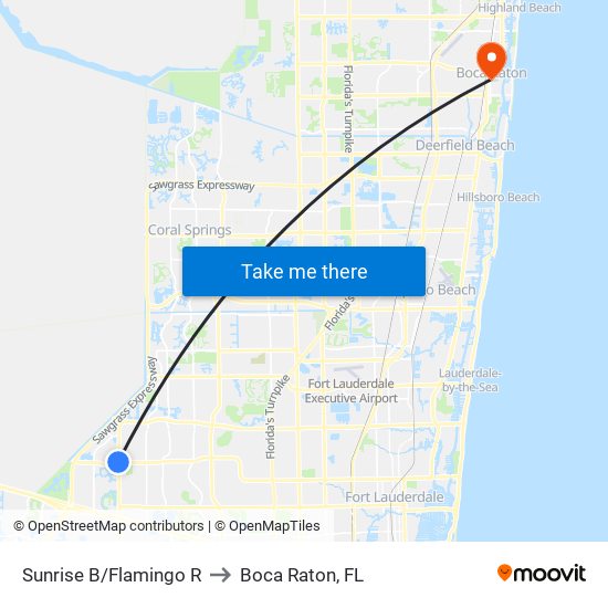 Sunrise B/Flamingo R to Boca Raton, FL map