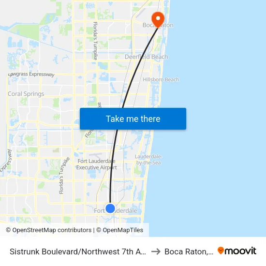 Sistrunk Boulevard/Northwest 7th Avenue to Boca Raton, FL map