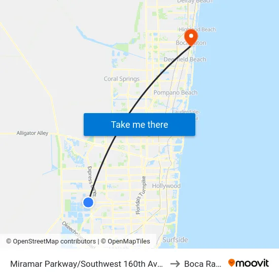 Miramar Parkway/Southwest 160th Avenue - (Dykes Road) to Boca Raton, FL map