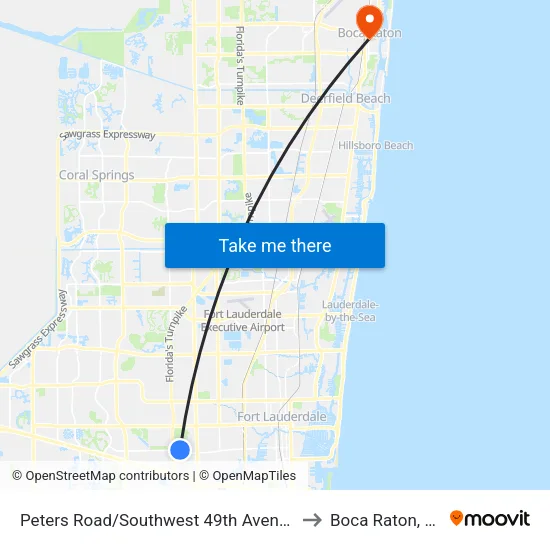 Peters Road/Southwest 49th Avenue to Boca Raton, FL map