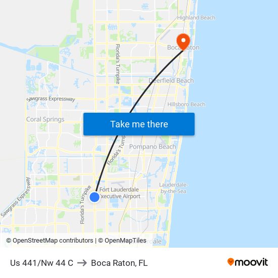 Us 441/Nw 44 C to Boca Raton, FL map