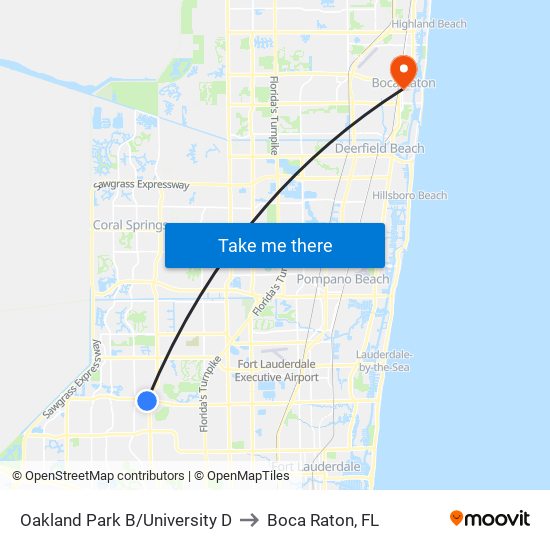 Oakland Park B/University D to Boca Raton, FL map