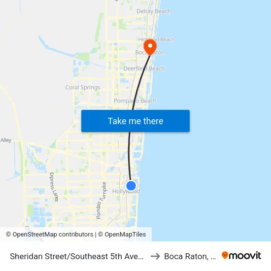 Sheridan Street/Southeast 5th Avenue to Boca Raton, FL map