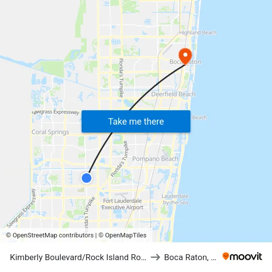 Kimberly Boulevard/Rock Island Road to Boca Raton, FL map