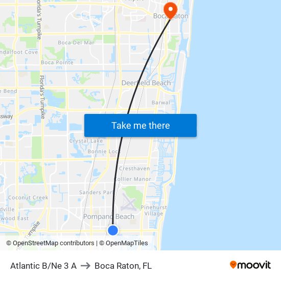 Atlantic B/Ne 3 A to Boca Raton, FL map