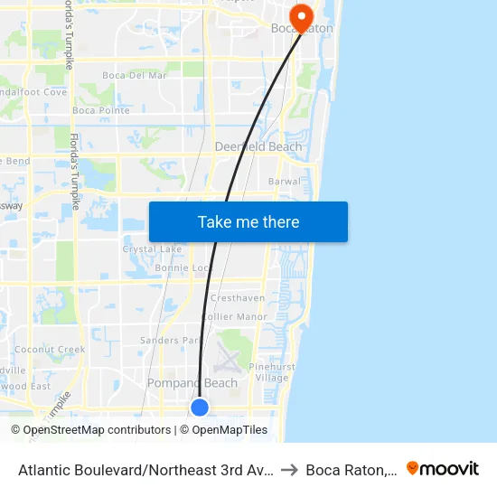 Atlantic Boulevard/Northeast 3rd Avenue to Boca Raton, FL map