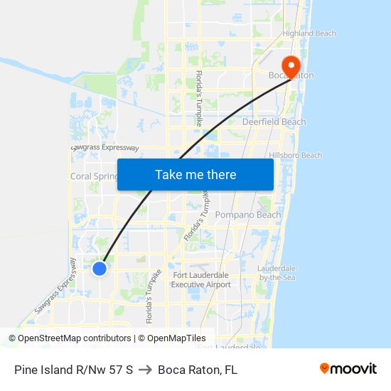 Pine Island R/Nw 57 S to Boca Raton, FL map