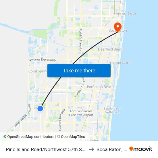 Pine Island Road/Northwest 57th Street to Boca Raton, FL map