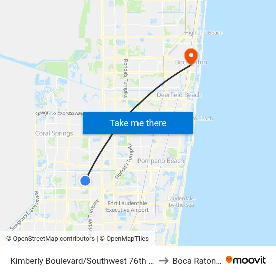 Kimberly Boulevard/Southwest 76th Avenue to Boca Raton, FL map