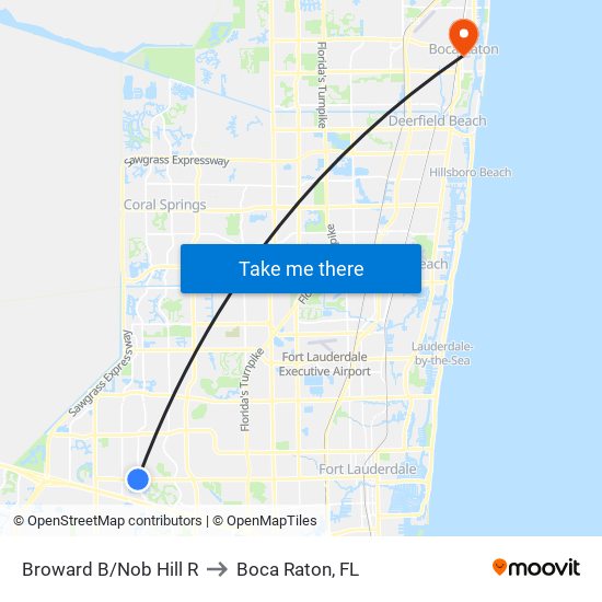 BROWARD B/NOB HILL R to Boca Raton, FL map