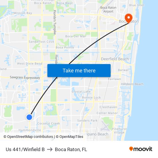 US 441/WINFIELD B to Boca Raton, FL map