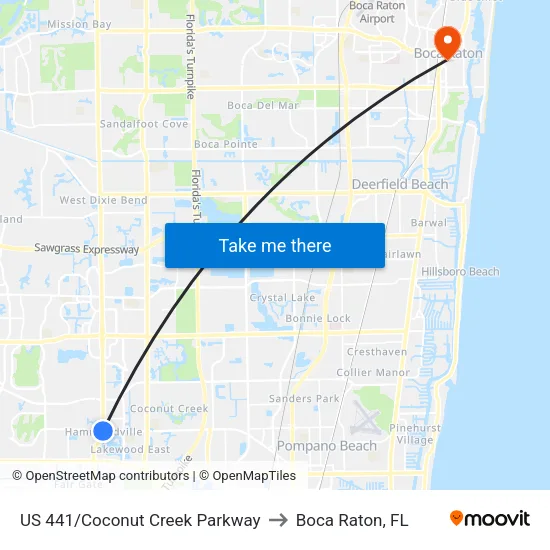 US 441/Coconut Creek Parkway to Boca Raton, FL map