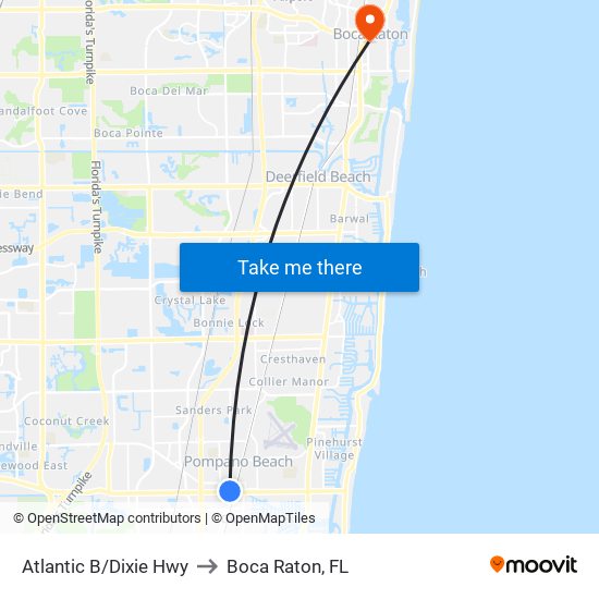 Atlantic B/Dixie Hwy to Boca Raton, FL map