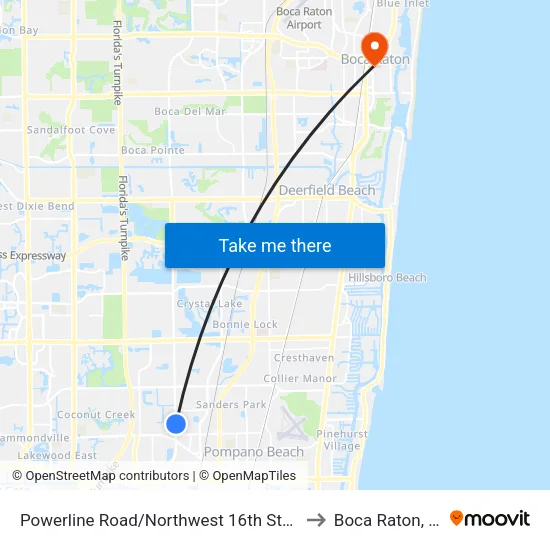 Powerline Road/Northwest 16th Street to Boca Raton, FL map