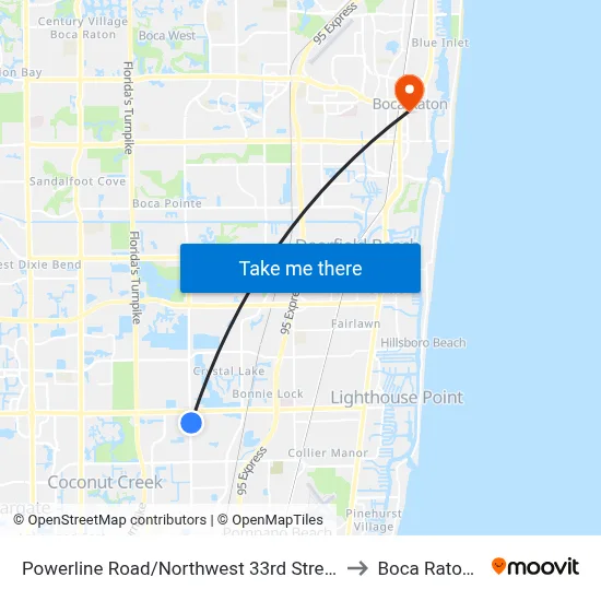 Powerline Road/Northwest 33rd Street South to Boca Raton, FL map