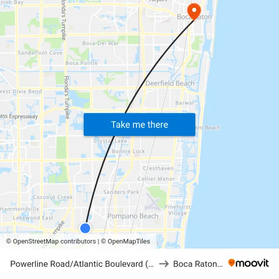 Powerline Road/Atlantic Boulevard (North) to Boca Raton, FL map