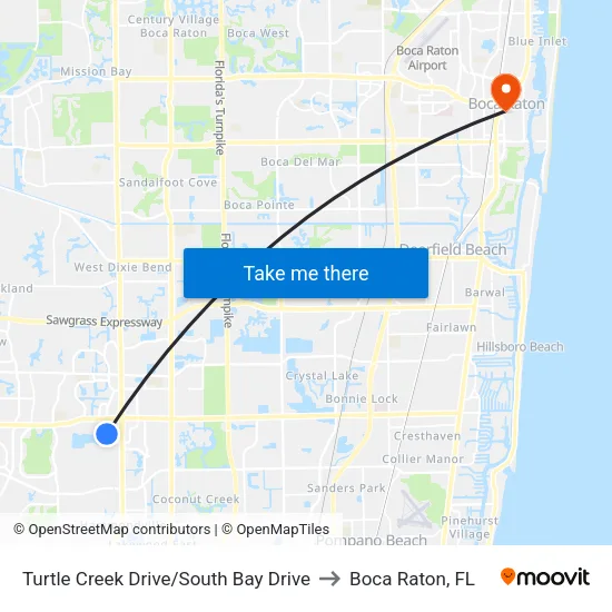 Turtle Creek Drive/South Bay Drive to Boca Raton, FL map