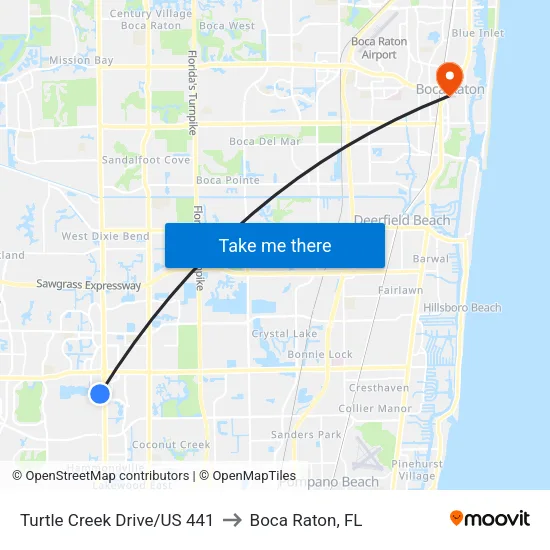Turtle Creek Drive/US 441 to Boca Raton, FL map
