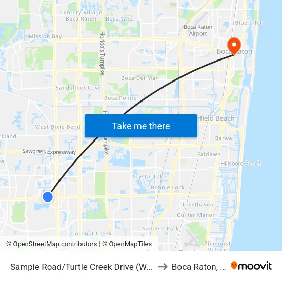 Sample Road/Turtle Creek Drive (West) to Boca Raton, FL map