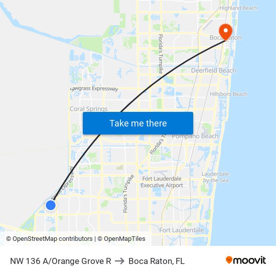 NW 136 A/ORANGE GROVE R to Boca Raton, FL map