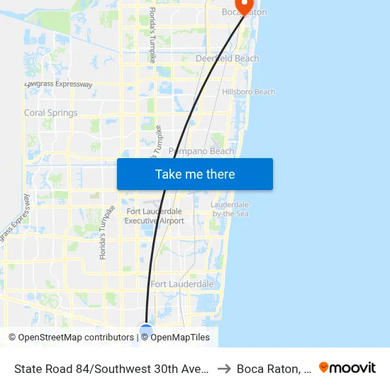 State Road 84/Southwest 30th Avenue to Boca Raton, FL map