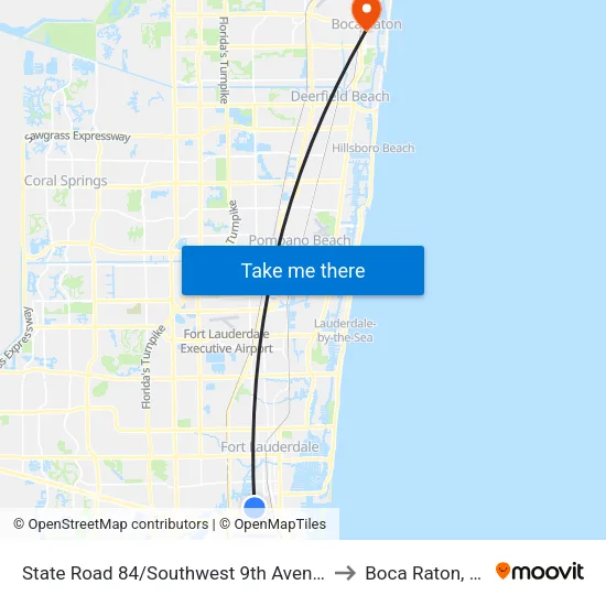 State Road 84/Southwest 9th Avenue to Boca Raton, FL map