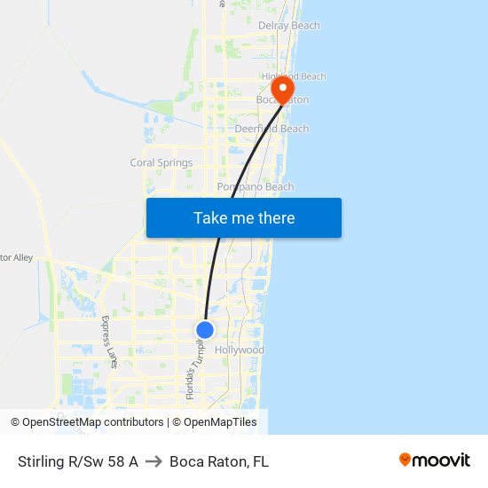 Stirling R/Sw 58 A to Boca Raton, FL map