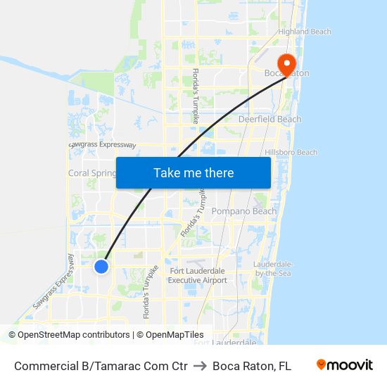 Commercial B/Tamarac Com Ctr to Boca Raton, FL map