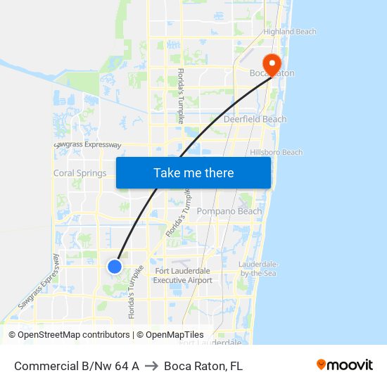 Commercial B/Nw 64 A to Boca Raton, FL map