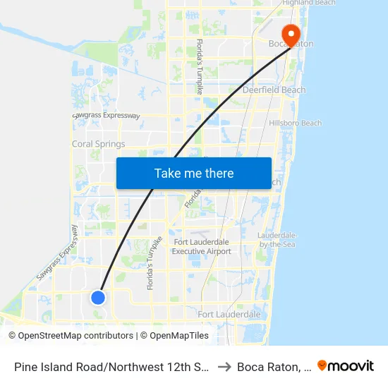 Pine Island Road/Northwest 12th Street to Boca Raton, FL map