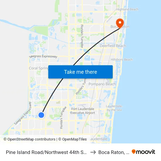 Pine Island Road/Northwest 44th Street to Boca Raton, FL map