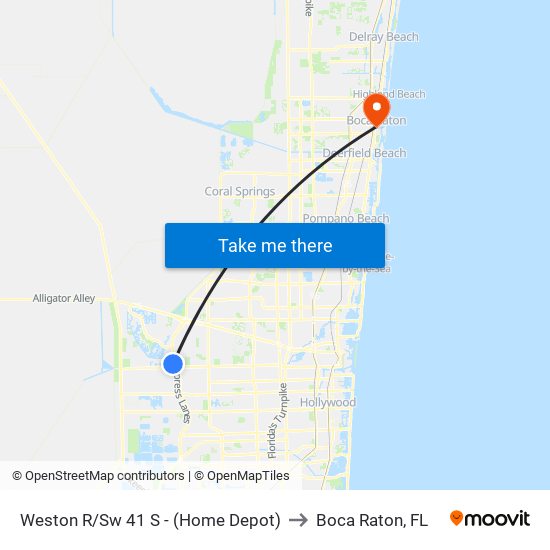 WESTON R/SW 41 S - (HOME DEPOT) to Boca Raton, FL map