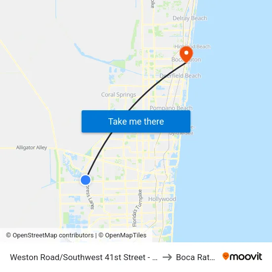 Weston Road/Southwest 41st Street - (Home Depot) to Boca Raton, FL map