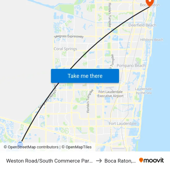Weston Road/South Commerce Parkway to Boca Raton, FL map